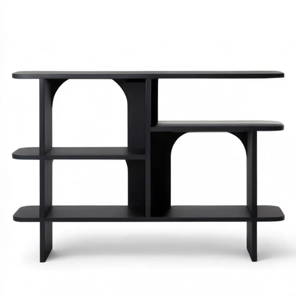 Czarna konsola z 4 półkami MDF 120 x 30 x 100 cm