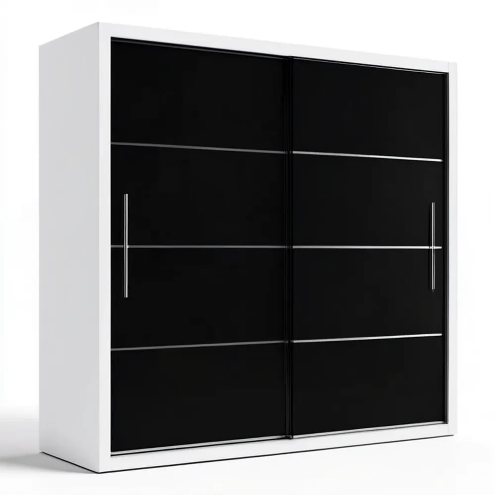 Szafa przesuwna biało-czarna 180 x 60 x 200 cm