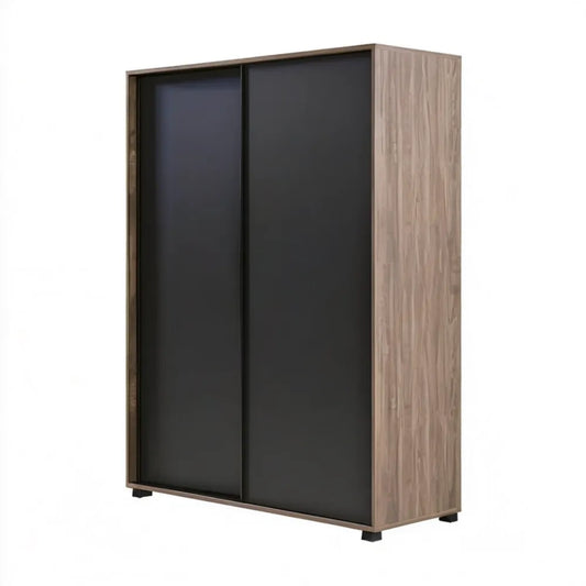 Szafa przesuwna 120 x 60 x 200 cm z płyty laminowanej, orzechowa/czarna
